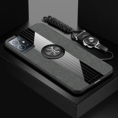 Silikon Hülle Handyhülle Ultra Dünn Schutzhülle Tasche Flexible mit Magnetisch Fingerring Ständer X03L für Vivo iQOO Z6 5G Grau