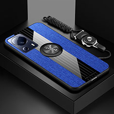 Silikon Hülle Handyhülle Ultra Dünn Schutzhülle Tasche Flexible mit Magnetisch Fingerring Ständer X03L für Xiaomi Mi 12 Lite NE 5G Blau