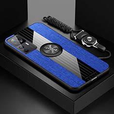 Silikon Hülle Handyhülle Ultra Dünn Schutzhülle Tasche Flexible mit Magnetisch Fingerring Ständer X03L für Xiaomi Mi 12T Pro 5G Blau