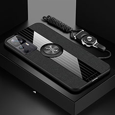 Silikon Hülle Handyhülle Ultra Dünn Schutzhülle Tasche Flexible mit Magnetisch Fingerring Ständer X03L für Xiaomi Mi 12T Pro 5G Schwarz