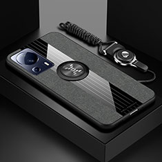 Silikon Hülle Handyhülle Ultra Dünn Schutzhülle Tasche Flexible mit Magnetisch Fingerring Ständer X03L für Xiaomi Mi 13 Lite 5G Grau
