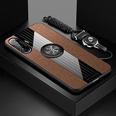 Silikon Hülle Handyhülle Ultra Dünn Schutzhülle Tasche Flexible mit Magnetisch Fingerring Ständer X03L für Xiaomi Poco F3 GT 5G Braun