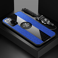 Silikon Hülle Handyhülle Ultra Dünn Schutzhülle Tasche Flexible mit Magnetisch Fingerring Ständer X03L für Xiaomi Poco X3 GT 5G Blau