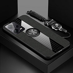 Silikon Hülle Handyhülle Ultra Dünn Schutzhülle Tasche Flexible mit Magnetisch Fingerring Ständer X03L für Xiaomi Poco X5 5G Schwarz