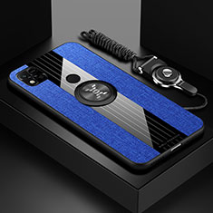 Silikon Hülle Handyhülle Ultra Dünn Schutzhülle Tasche Flexible mit Magnetisch Fingerring Ständer X03L für Xiaomi Redmi 10A 4G Blau