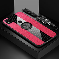 Silikon Hülle Handyhülle Ultra Dünn Schutzhülle Tasche Flexible mit Magnetisch Fingerring Ständer X03L für Xiaomi Redmi 10A 4G Rot
