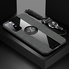 Silikon Hülle Handyhülle Ultra Dünn Schutzhülle Tasche Flexible mit Magnetisch Fingerring Ständer X03L für Xiaomi Redmi Note 11 5G Grau