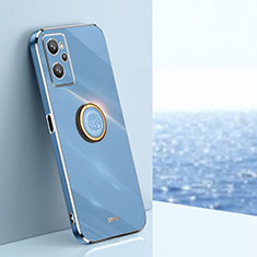 Silikon Hülle Handyhülle Ultra Dünn Schutzhülle Tasche Flexible mit Magnetisch Fingerring Ständer XL1 für Oppo A96 4G Blau