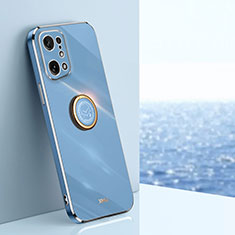 Silikon Hülle Handyhülle Ultra Dünn Schutzhülle Tasche Flexible mit Magnetisch Fingerring Ständer XL1 für Oppo Find X5 5G Blau