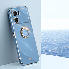 Silikon Hülle Handyhülle Ultra Dünn Schutzhülle Tasche Flexible mit Magnetisch Fingerring Ständer XL1 für Oppo K10 5G Blau