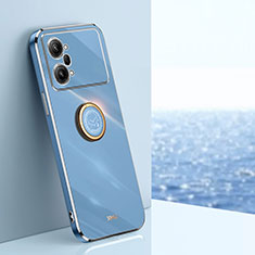 Silikon Hülle Handyhülle Ultra Dünn Schutzhülle Tasche Flexible mit Magnetisch Fingerring Ständer XL1 für Oppo K10 Pro 5G Blau