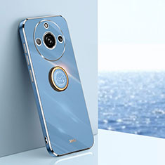 Silikon Hülle Handyhülle Ultra Dünn Schutzhülle Tasche Flexible mit Magnetisch Fingerring Ständer XL1 für Realme 11 Pro+ Plus 5G Blau