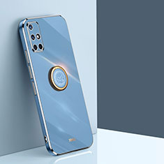 Silikon Hülle Handyhülle Ultra Dünn Schutzhülle Tasche Flexible mit Magnetisch Fingerring Ständer XL1 für Samsung Galaxy A71 4G A715 Blau