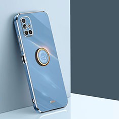 Silikon Hülle Handyhülle Ultra Dünn Schutzhülle Tasche Flexible mit Magnetisch Fingerring Ständer XL1 für Samsung Galaxy M51 Blau