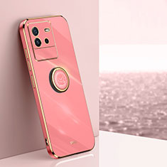 Silikon Hülle Handyhülle Ultra Dünn Schutzhülle Tasche Flexible mit Magnetisch Fingerring Ständer XL1 für Vivo iQOO Neo6 5G Pink