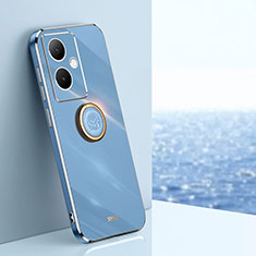 Silikon Hülle Handyhülle Ultra Dünn Schutzhülle Tasche Flexible mit Magnetisch Fingerring Ständer XL1 für Vivo V29 Lite 5G Blau