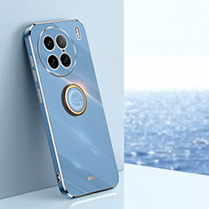 Silikon Hülle Handyhülle Ultra Dünn Schutzhülle Tasche Flexible mit Magnetisch Fingerring Ständer XL1 für Vivo X90 Pro 5G Blau