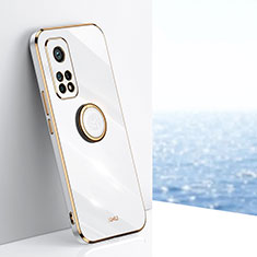 Silikon Hülle Handyhülle Ultra Dünn Schutzhülle Tasche Flexible mit Magnetisch Fingerring Ständer XL1 für Xiaomi Mi 10T Pro 5G Weiß