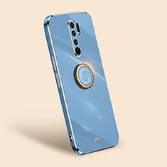 Silikon Hülle Handyhülle Ultra Dünn Schutzhülle Tasche Flexible mit Magnetisch Fingerring Ständer XL1 für Xiaomi Redmi 9 Blau