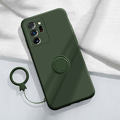 Silikon Hülle Handyhülle Ultra Dünn Schutzhülle Tasche Flexible mit Magnetisch Fingerring Ständer YK1 für Samsung Galaxy Note 20 Ultra 5G Nachtgrün