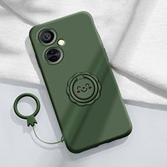 Silikon Hülle Handyhülle Ultra Dünn Schutzhülle Tasche Flexible mit Magnetisch Fingerring Ständer Z01 für OnePlus Nord N30 5G Nachtgrün