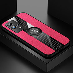 Silikon Hülle Handyhülle Ultra Dünn Schutzhülle Tasche Flexible mit Magnetisch Fingerring Ständer Z01 für Vivo iQOO 8 5G Rot