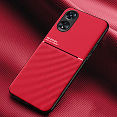 Silikon Hülle Handyhülle Ultra Dünn Schutzhülle Tasche Flexible mit Magnetisch für Oppo A17 Rot