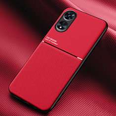 Silikon Hülle Handyhülle Ultra Dünn Schutzhülle Tasche Flexible mit Magnetisch für Oppo A1x 5G Rot