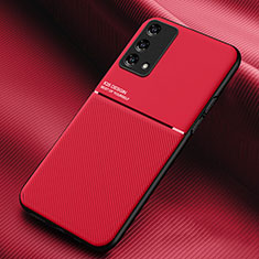 Silikon Hülle Handyhülle Ultra Dünn Schutzhülle Tasche Flexible mit Magnetisch für Oppo F19 Rot