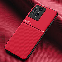 Silikon Hülle Handyhülle Ultra Dünn Schutzhülle Tasche Flexible mit Magnetisch für Oppo Find X3 5G Rot