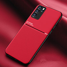 Silikon Hülle Handyhülle Ultra Dünn Schutzhülle Tasche Flexible mit Magnetisch für Oppo Reno6 Pro 5G India Rot