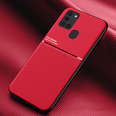 Silikon Hülle Handyhülle Ultra Dünn Schutzhülle Tasche Flexible mit Magnetisch für Samsung Galaxy A21s Rot