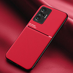 Silikon Hülle Handyhülle Ultra Dünn Schutzhülle Tasche Flexible mit Magnetisch für Vivo X70 5G Rot