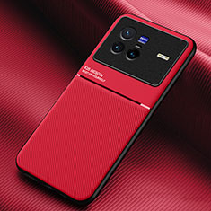 Silikon Hülle Handyhülle Ultra Dünn Schutzhülle Tasche Flexible mit Magnetisch für Vivo X80 5G Rot