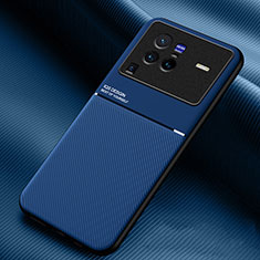 Silikon Hülle Handyhülle Ultra Dünn Schutzhülle Tasche Flexible mit Magnetisch für Vivo X80 Pro 5G Blau