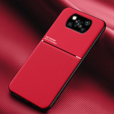 Silikon Hülle Handyhülle Ultra Dünn Schutzhülle Tasche Flexible mit Magnetisch für Xiaomi Poco X3 NFC Rot