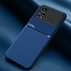 Silikon Hülle Handyhülle Ultra Dünn Schutzhülle Tasche Flexible mit Magnetisch für Xiaomi Poco X4 Pro 5G Blau