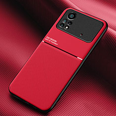 Silikon Hülle Handyhülle Ultra Dünn Schutzhülle Tasche Flexible mit Magnetisch für Xiaomi Poco X4 Pro 5G Rot