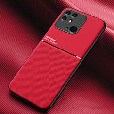 Silikon Hülle Handyhülle Ultra Dünn Schutzhülle Tasche Flexible mit Magnetisch für Xiaomi Redmi 10 India Rot