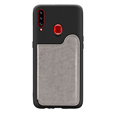 Silikon Hülle Handyhülle Ultra Dünn Schutzhülle Tasche Flexible mit Magnetisch S01D für Samsung Galaxy A20s Grau