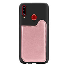 Silikon Hülle Handyhülle Ultra Dünn Schutzhülle Tasche Flexible mit Magnetisch S01D für Samsung Galaxy A20s Rosa