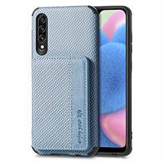 Silikon Hülle Handyhülle Ultra Dünn Schutzhülle Tasche Flexible mit Magnetisch S01D für Samsung Galaxy A30S Blau