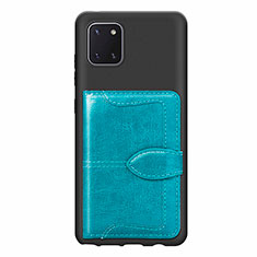 Silikon Hülle Handyhülle Ultra Dünn Schutzhülle Tasche Flexible mit Magnetisch S01D für Samsung Galaxy A81 Cyan