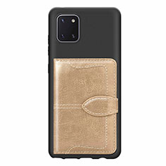 Silikon Hülle Handyhülle Ultra Dünn Schutzhülle Tasche Flexible mit Magnetisch S01D für Samsung Galaxy A81 Gold