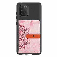 Silikon Hülle Handyhülle Ultra Dünn Schutzhülle Tasche Flexible mit Magnetisch S01D für Samsung Galaxy A91 Rosa