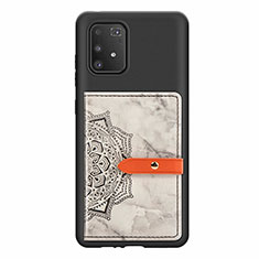 Silikon Hülle Handyhülle Ultra Dünn Schutzhülle Tasche Flexible mit Magnetisch S01D für Samsung Galaxy A91 Schwarz