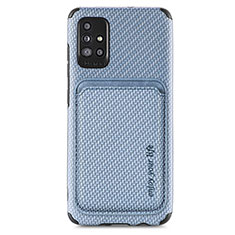 Silikon Hülle Handyhülle Ultra Dünn Schutzhülle Tasche Flexible mit Magnetisch S01D für Samsung Galaxy M40S Blau