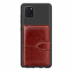 Silikon Hülle Handyhülle Ultra Dünn Schutzhülle Tasche Flexible mit Magnetisch S01D für Samsung Galaxy Note 10 Lite Braun