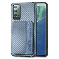 Silikon Hülle Handyhülle Ultra Dünn Schutzhülle Tasche Flexible mit Magnetisch S01D für Samsung Galaxy Note 20 5G Blau