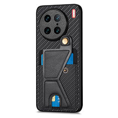 Silikon Hülle Handyhülle Ultra Dünn Schutzhülle Tasche Flexible mit Magnetisch S01D für Vivo X90 Pro 5G Schwarz